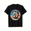 Patriotic French Bulldog Graphic Tee Men's Cool 4th of July American Flag Print T-Shirt Casual Trip Wear