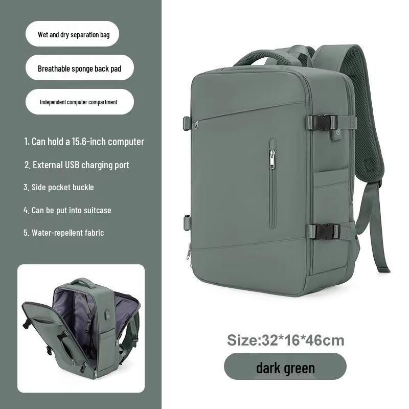 Men's Large Capacity Travel Backpack with Wet/Dry Separation, Cabin-Size Business Computer Backpack