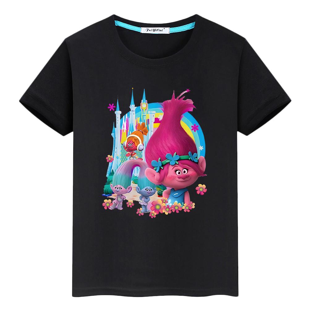 Fantasia Balloon Trolls T-Shirt für Kinder Jungen 10 Jahre Kawaii Oberteile y2k Einteiler Trolls 100% Baumwolle Kurzarm Anime T-Shirts Mädchen Kleidung