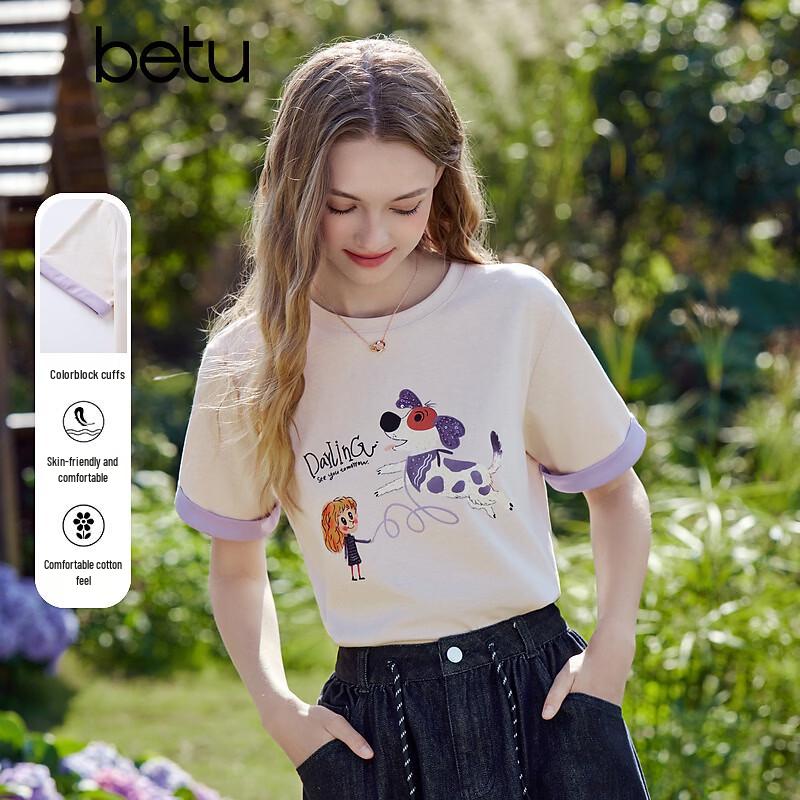 

Betu Women s Cartoon Print Short-Sleeve T-Shirt L