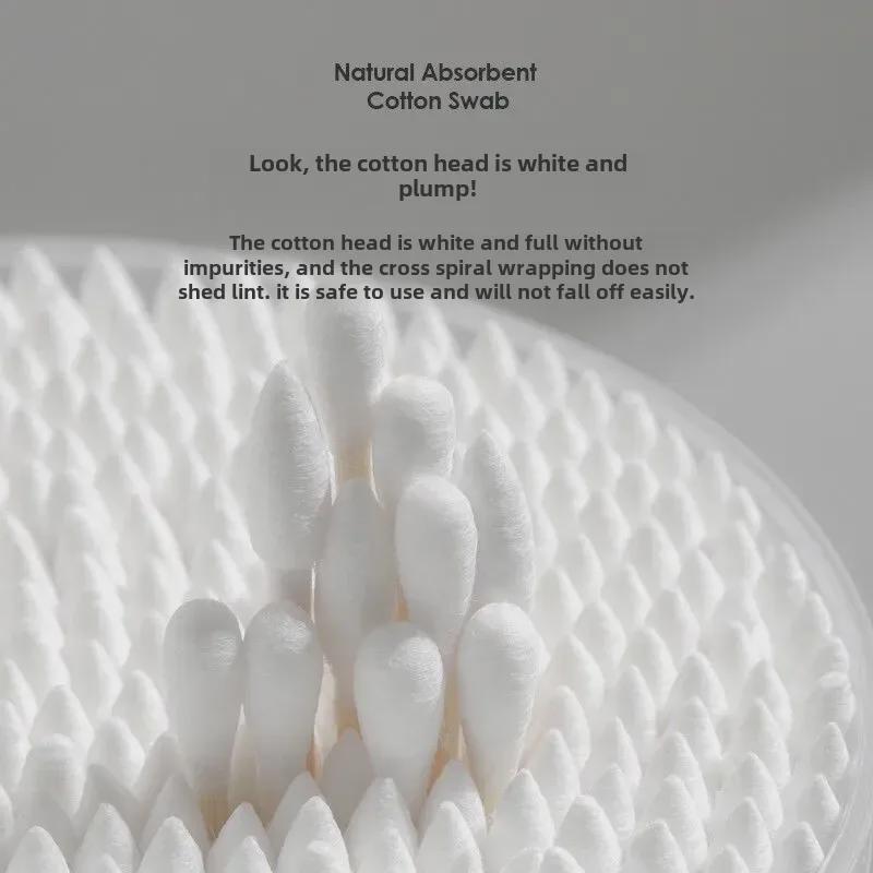 Double-Headed Cotton Swabs: Disposable, Pointed, Sanitary, for Cosmetic & Ear Cleaning, Wooden Sticks