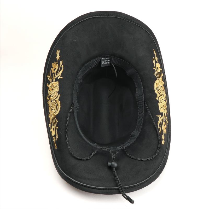 Unisex Retro Denim Floral Embroidery Jazz Hat - Western Ethnic Outdoor Style