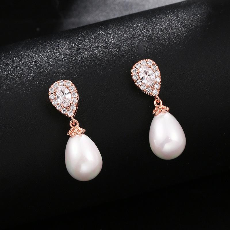 

Европейские и американские модные серьги-пусеты, трансграничная внешняя торговля, жемчуг, циркон, элегантные серьги для женщин с темпераментом, свадебные серьги высокого класса