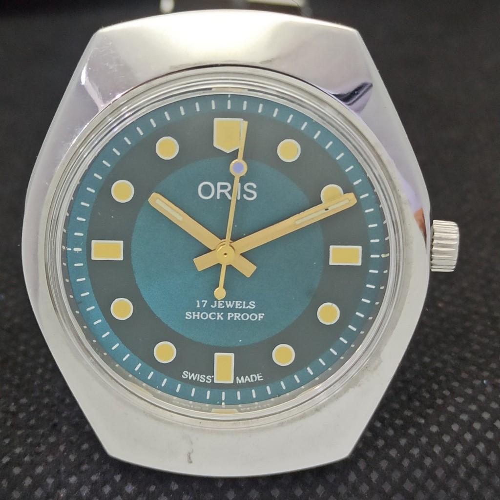 VINTAGE ORIS WINDING SWISS MENS REFURBISHED WRIST GREEN WATCH 558b-a296970-1