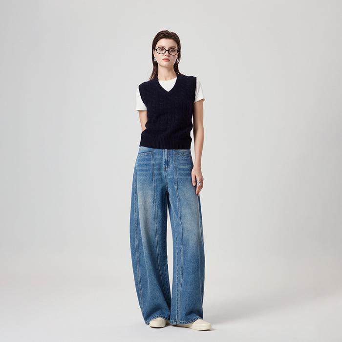 

High-Quality Women s Modern Retro Wide-Leg Scythe Jeans - Spring/Summer 2025 Collection 28 синий