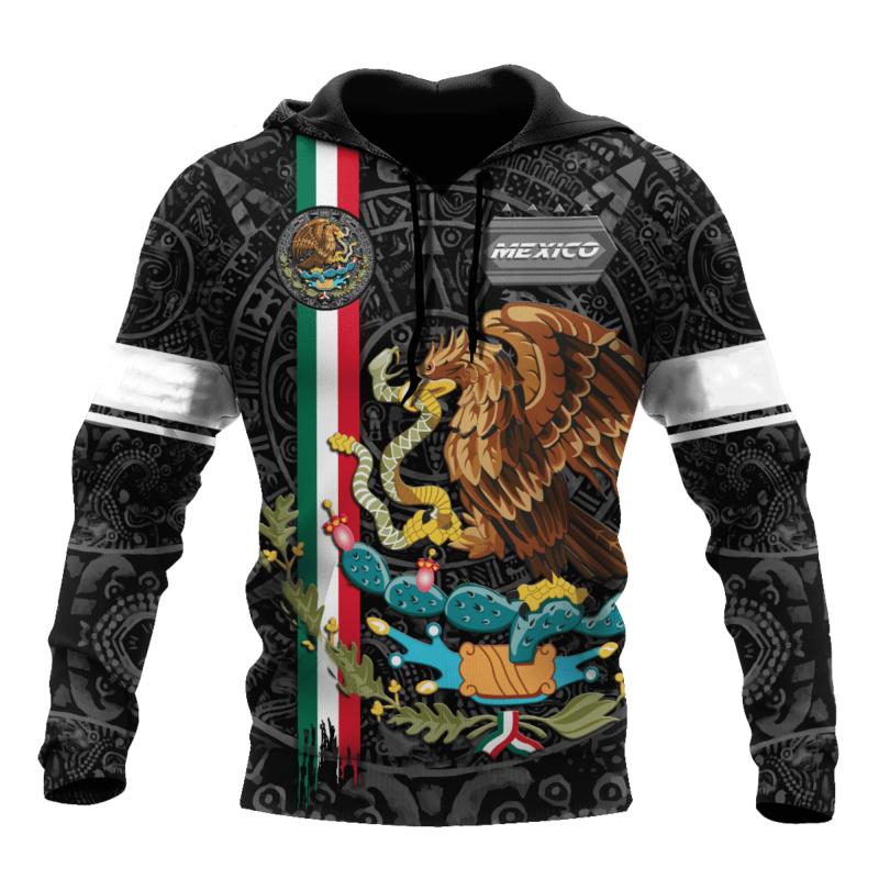 Mexiko Nationalwappen Flagge 3D-Druck Herbst Herren/Damen Hoodie Lässiger Oversized Pullover Beliebtes Sweatshirt Mode Herrenbekleidung