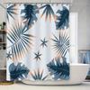 Modern Bathroom Shower Curtain with Palm Leaf Print White Waterproof Fabric for Home Decor Size180cm X 274cm (White)