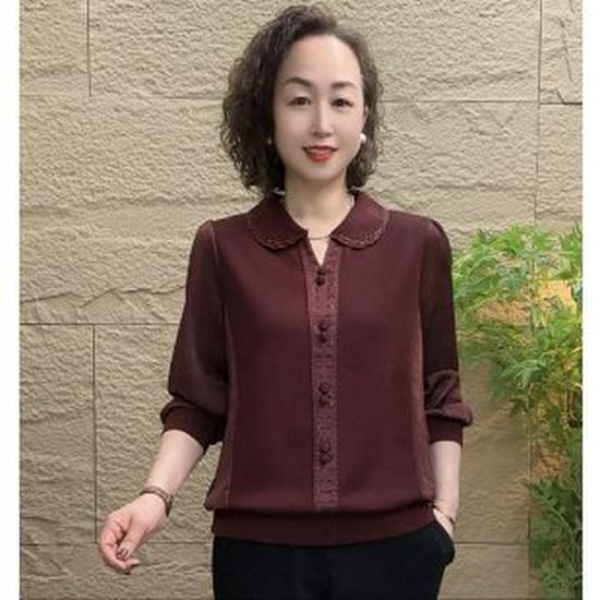 2026 Spring & Autumn Long-Sleeve Stylish T-shirt for Middle-aged Women