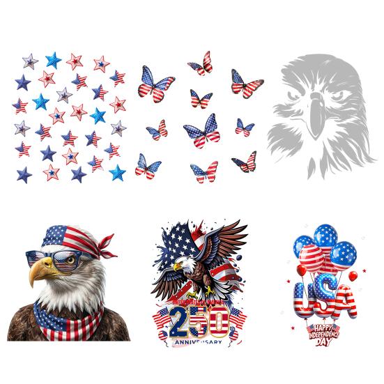 Patriotic Star Window Clings American Flag Stars Stickers PVC Static Window Decals for 4th of July Memorial Day Independence Day Home Office