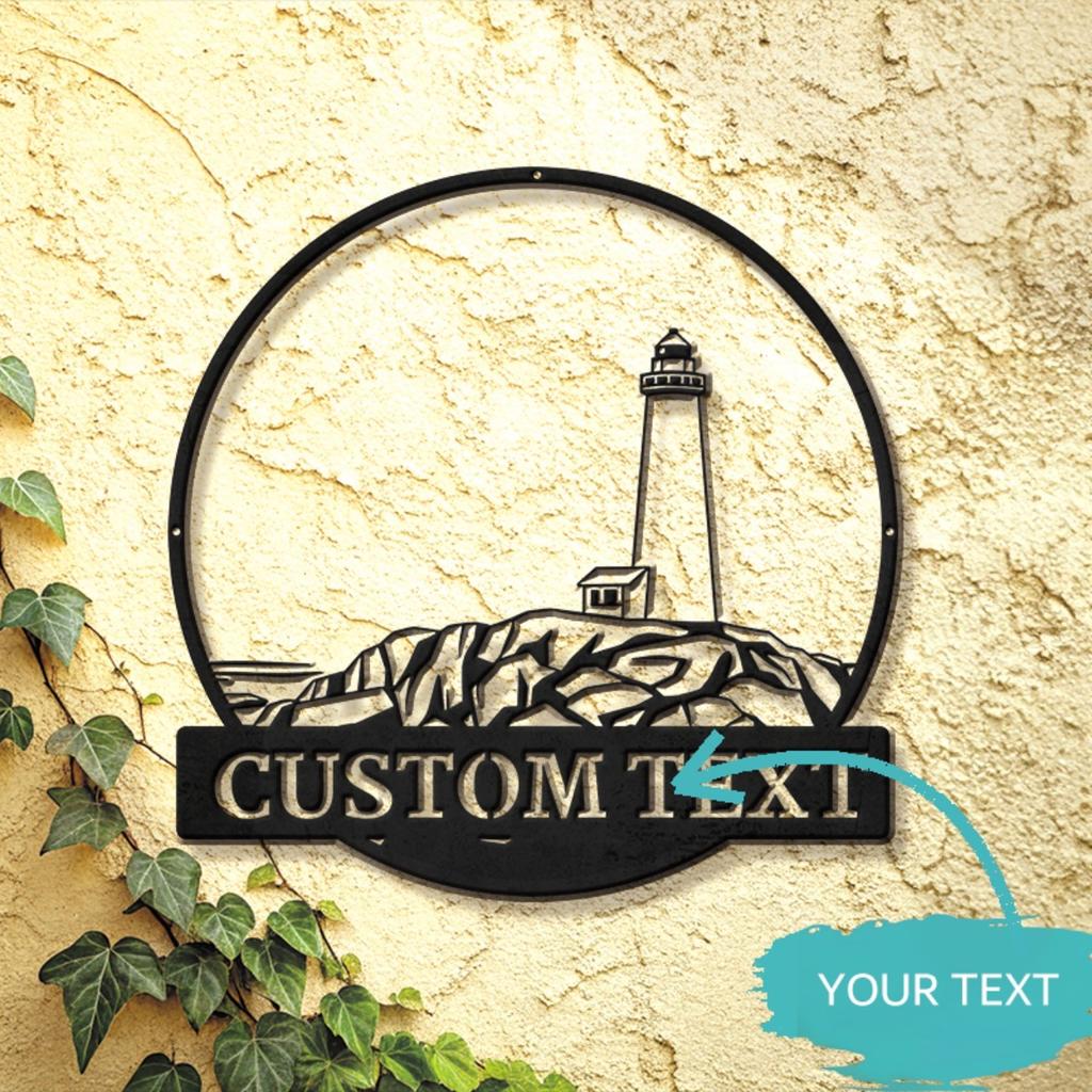 Custom Metal Lighthouse Wall Art, Nautical Decor for Home, Handmade Rustic Cottage Sign, Durable Indoor Outdoor Gift