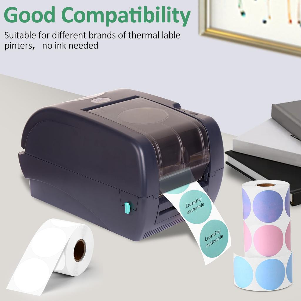 Термонаклейки круглі 2 дюйми, самоклейні, для прямого термодруку, багатоцільові наклейки для принтера для DIY дизайну логотипу, QR-коду, бейджа