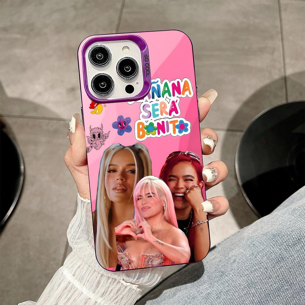 

Karol G Latino Mobile Cell Phone Case for iPhone 17 16 15 14 13 12 11 X XR XS 8 7 Air Pro Max Plus Purple Translucent Cover iPhone 11 Pro