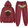 Womens Casual Hooded Tracksuit Set Geometric Print Loose Fit Long Sleeve 2 Piece Sportswear