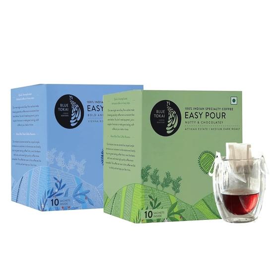 

Blue Tokai Coffee Roasters Кавові крапельні пакетики для пуроверу | Упаковка з 2 штук | 10 пакетиків у кожній упаковці| Готові до заварювання за 2 хвилини | Просто залийте гарячою водою 300GM