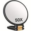 50x Handheld Makeup Mirrors Double Sided 1X/50X Magnification Portable Folding Makeup Mirror for Travel 360° Adjustable Mirror
