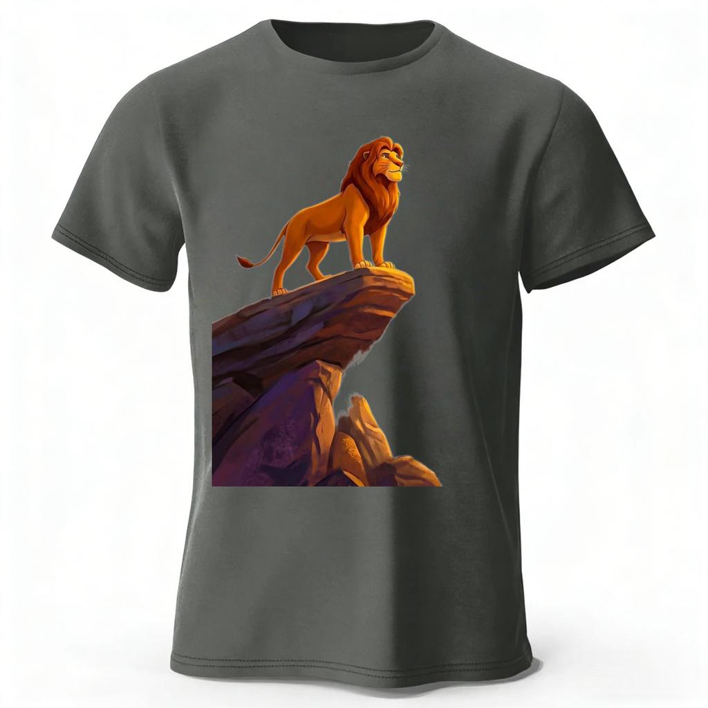 Durable Lion King Simba Highquality Pure Cotton Tshirt for Men Daily Leisure Running Fitness Short Sleeved Quick Drying Design