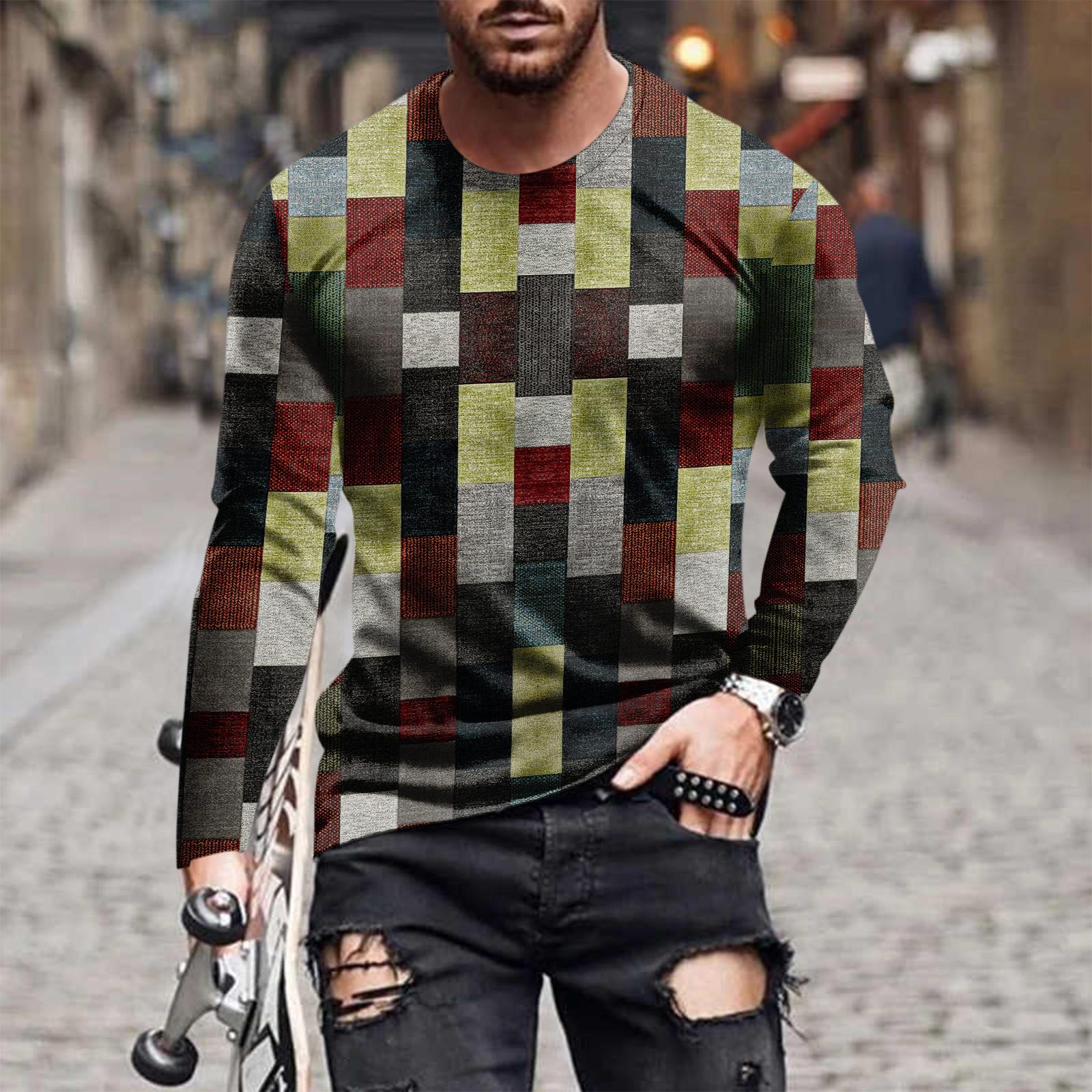 Муж. Футболка Графика Абстракция Шея Одежда Одежда На открытом воздухе Длинный рукав — фото 3