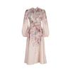Spot French Retro Style Stand-up Collar Lantern Sleeve Single-breasted Positioning Printed Dress Spring and Summer New Long Dress