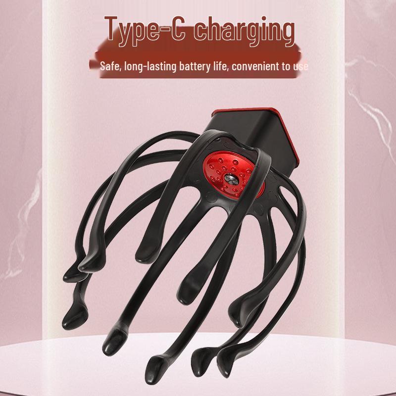 Automatisches Kraken Kopfhautmassagegerät: Kopfvibration, Reinigung, Entspannung und Einschlafhilfe