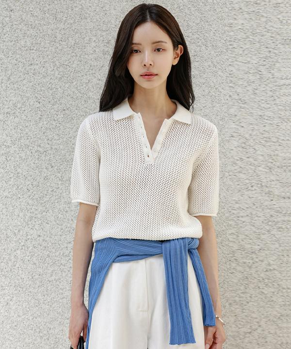 Peulenchisikeu Manon Net Collared Knit_F6H426Kn