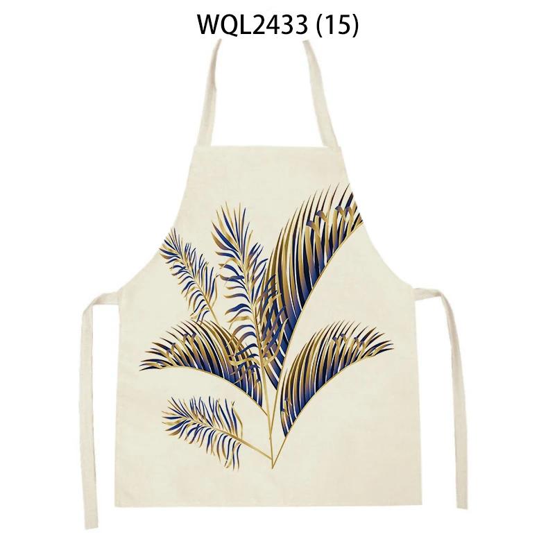 Forest Plants Leaves Pattern Cleaning Kitchen Aprons Men Women Home Cooking Accessories Apron Tree Print Linen Adult Kids Bibs
