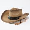 Embroidered cow head belt western cowboy hat new summer outdoor leisure sunscreen sunshade mountaineering straw hat