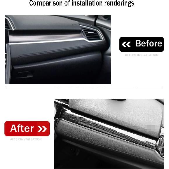 Autozubehör Passend für Honda Civic 10. Generation 2016-2021 Armaturenbrett Mittelkonsolen Streifen Abdeckung Zierleiste (Carbonfaser-Stil) ABS 3 STK