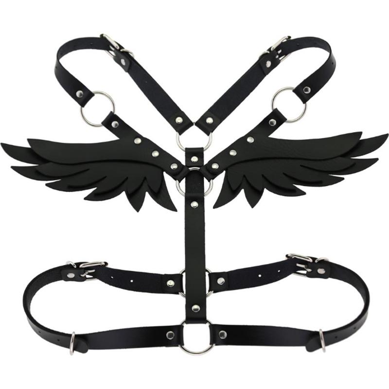 Women Gothic Sexy Leather Angel Body Harness Belt Angel Wings Harness Waist Belt