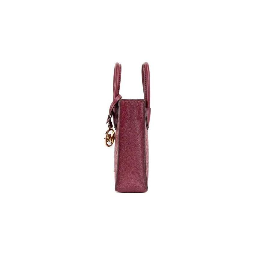 

New MICHAEL KORS Mercer Artificial Leather Tote Bag Shopping Bag Trunk Bag One Shoulder Handbag Mini Women s Burgundy 35T1GM9C0I-537 15.0*6.1*17.0CM