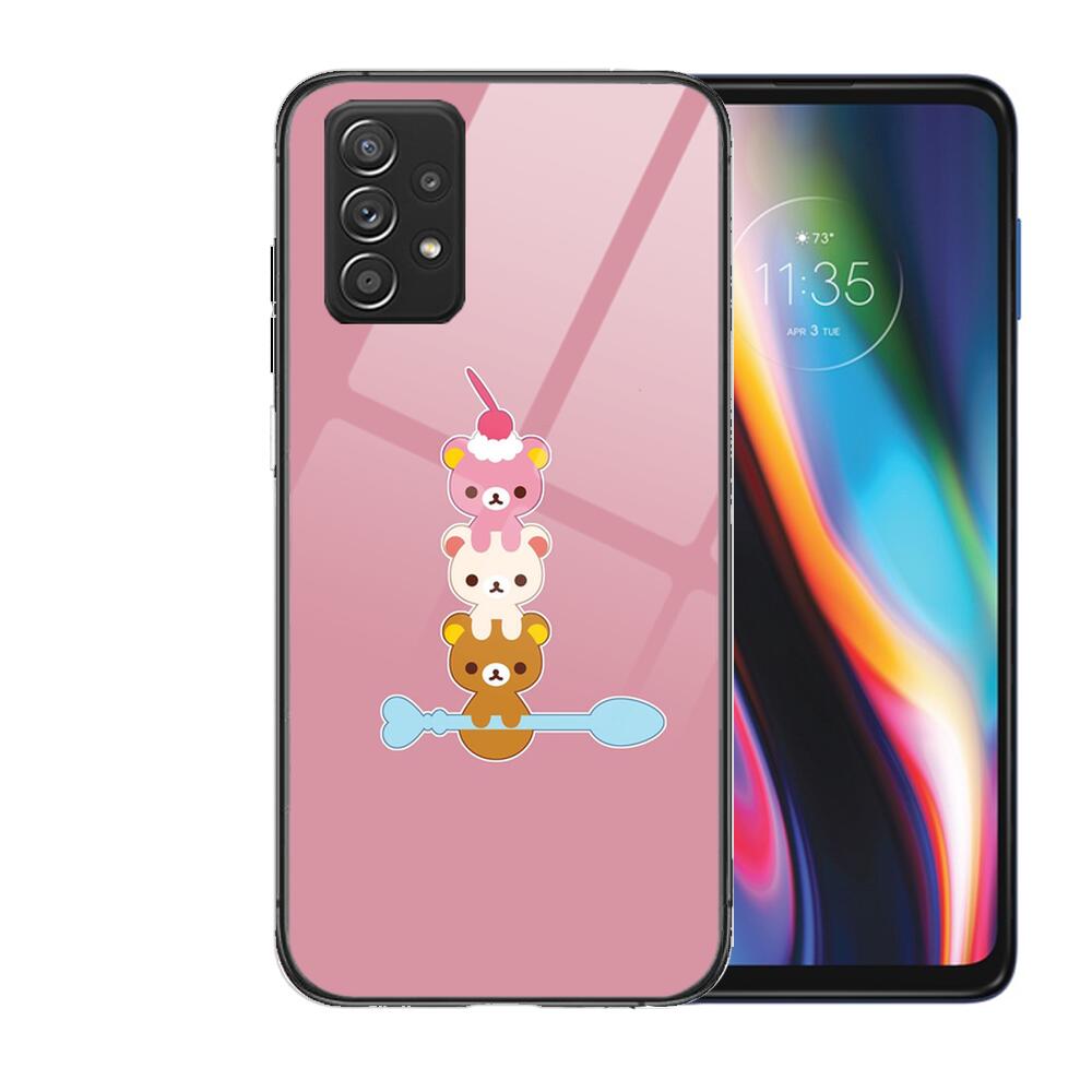 TOPLBPCS Nettes Rilakkuma-Gehäuse aus gehärtetem Glas für Samsung Galaxy A51 A71 A60 A70S A70 A80 A21S A41 A20E A50 A30S 5g A32 A40S