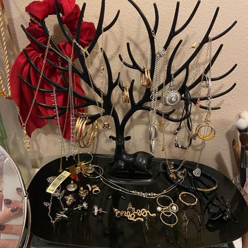 Black White Pink Red Deer Earrings Necklace Ring Pendant Bracelet Jewelry Cases Display Stand Tray Tree Storage Jewelry