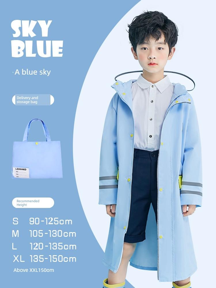 Kids Raincoat Boys and Girls 10-Year-Old Primary and Secondary School Students Special School Bag Seat Poncho Baby First Grade Male