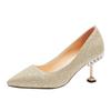 Wedding Shoes Women 2025 New Bridal Shoes Sequined Versatile Dress High Heels Stiletto Low Heels Wedding Shoes Crystal Shoes