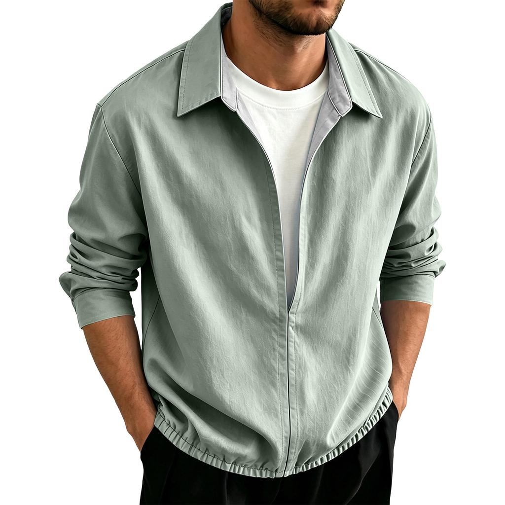 Men's Long Sleeve Pullover Shirt for Spring and Fall Casual Wear