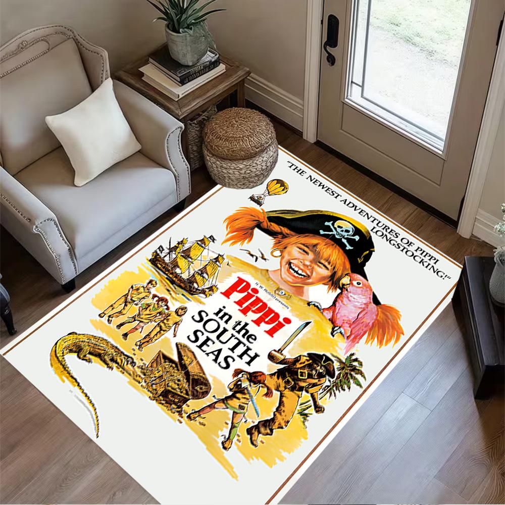 Pippi Adventure Floor Rug Office Rug Design for Living Rooms Outdoor Hallway Balcony Anti-slip Rug Anime Office Decor Perfect Gift for Women/Men