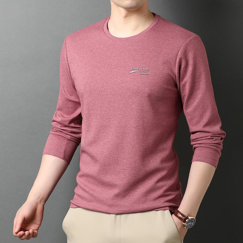 

Мужская футболка с круглым вырезом, весенняя новинка с длинными рукавами для молодежи и людей среднего возраста, тонкие хлопковые топы, мужской повседневный свитер с круглым вырезом XXXXL