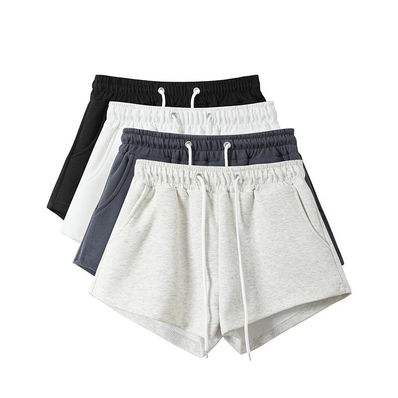 Elastic High-waisted Drawstring Casual Sports Shorts Women's Summer New Retro Loose Outer Wear Wide-leg Pants Hot Pants