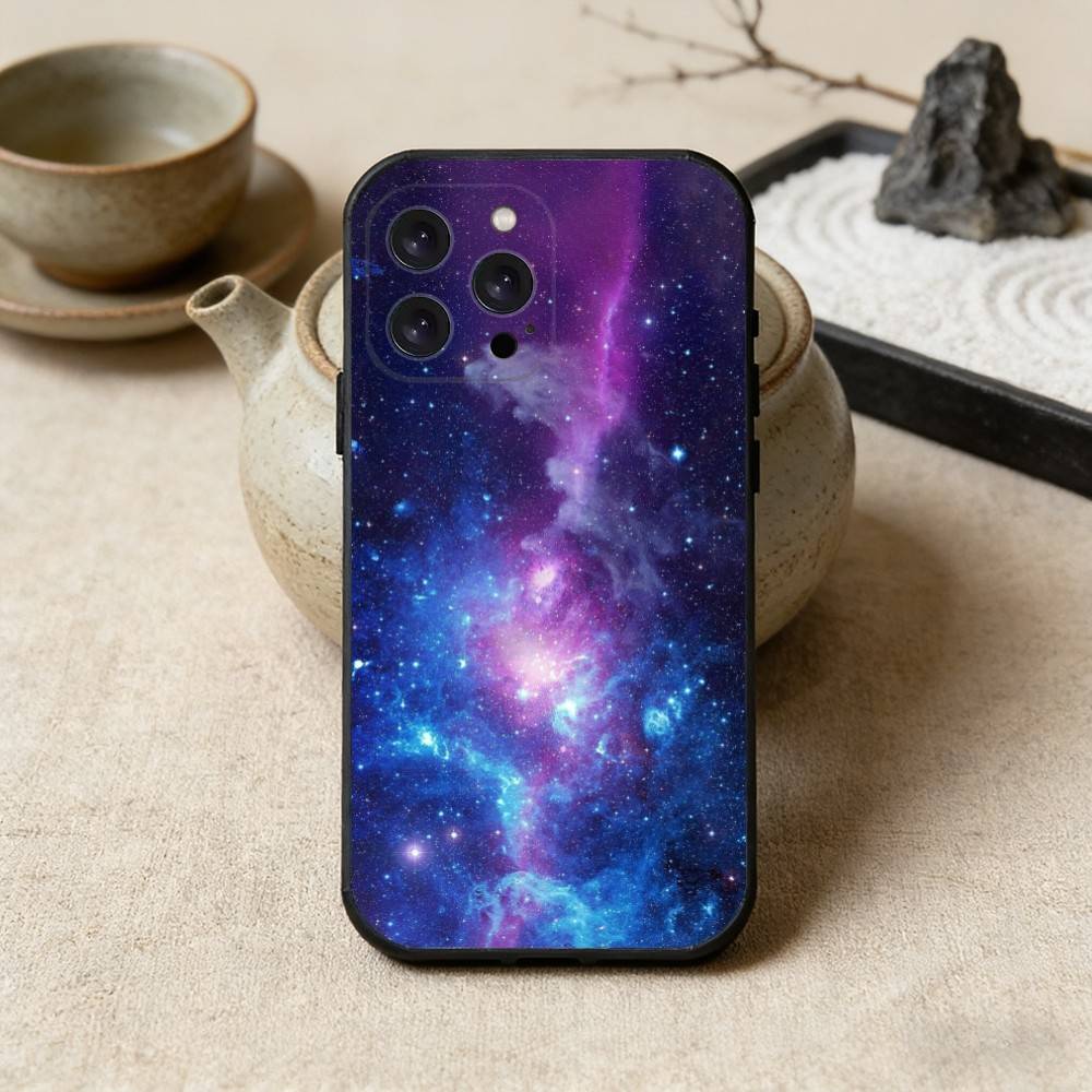 Space For Galaxy Universe Phone Case For iPhone 16,15,14,13,12,17,Pro Max,Plus Silicone Black Case