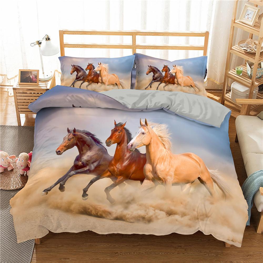 Comforter Cover With Pillowcase For Home Textile,100% High-Quality, Horse,Deer,Dinosaurs, Zebras,Tiger,Duvet Cover,2 Pcs, 3Pcs