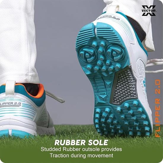 Vector X Flipper 2.0 Cricket Shoes for Men's Rubber Stud, Lightweight,Performance, Comfort, and Durability Shoe for All-Round Performance UK10