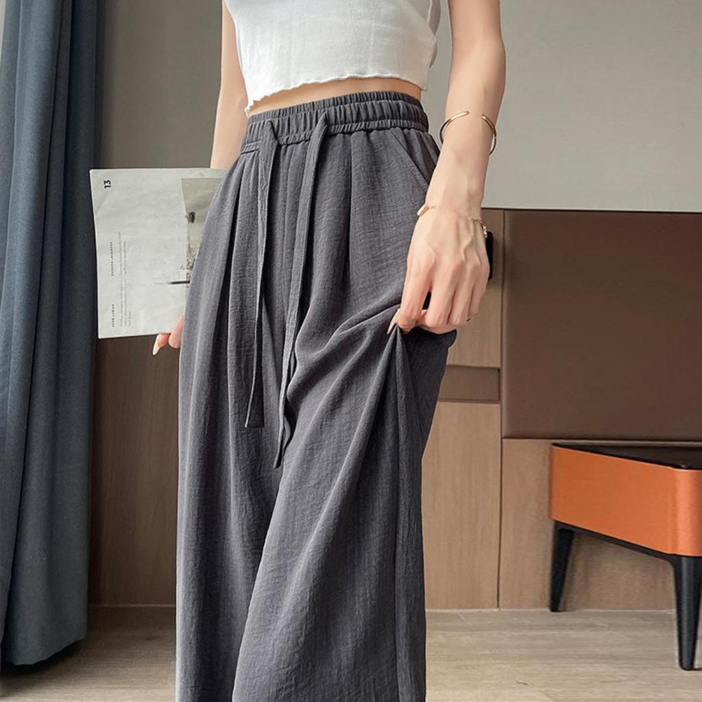 Women's Tie Dye High Waisted Wide Leg Pants - Adjustable Drawstring Design, Breathable Medium Stretch Fabric, Long with Pockets - Loose Fit