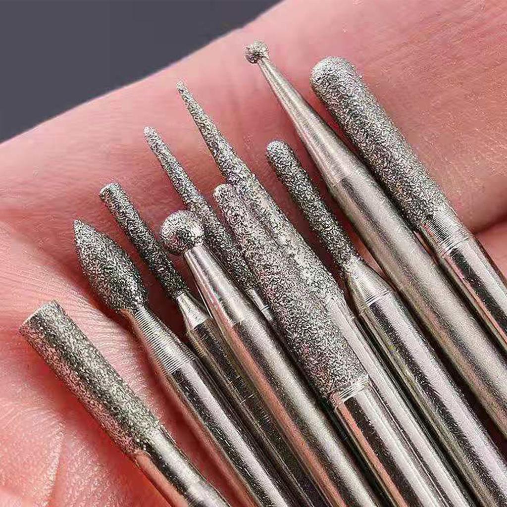 30Pcs Diamond Engraving Bits for Jewelry Stone Glass Carving High Precision Rotary Tool Burr Bit 1/8'' Shank