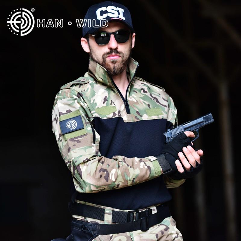 Tactical Camo Long Sleeve Training Shirt Hiking Camping Running Sports