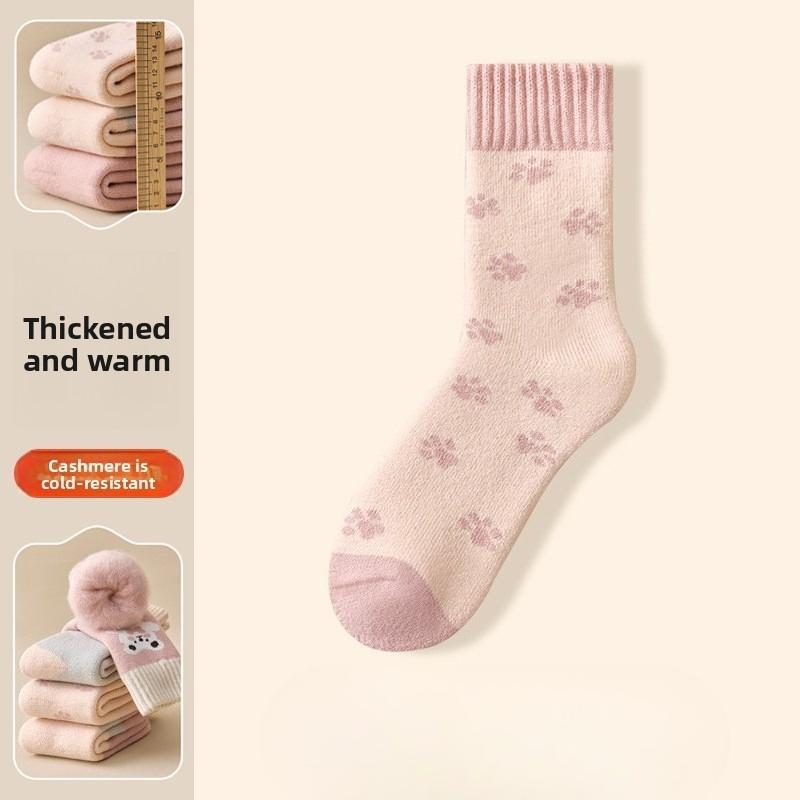 Female Autumn and Winter Plush and Thick Warm Deodorizing Sleep Wool In The Tube Socks