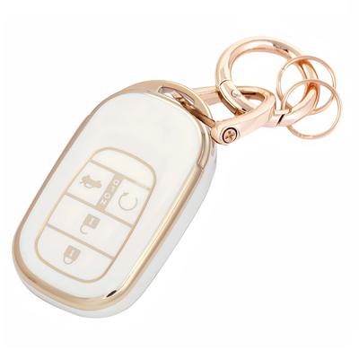 HOYZE Key Case, Key Cover, Cute, Car, Smart Key Case, Key Holder, Carabiner, Key Shell, Scratch Resistant, Lightweight, Gold White
