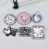 Funny Cartoon Big White Goose Brooch Set - English Letter Accessories for Backpacks & Clothing