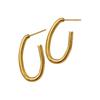 Neutral U-shaped European & American Oval Stud Hoop Earrings, Titanium Steel 18K Gold Plated.