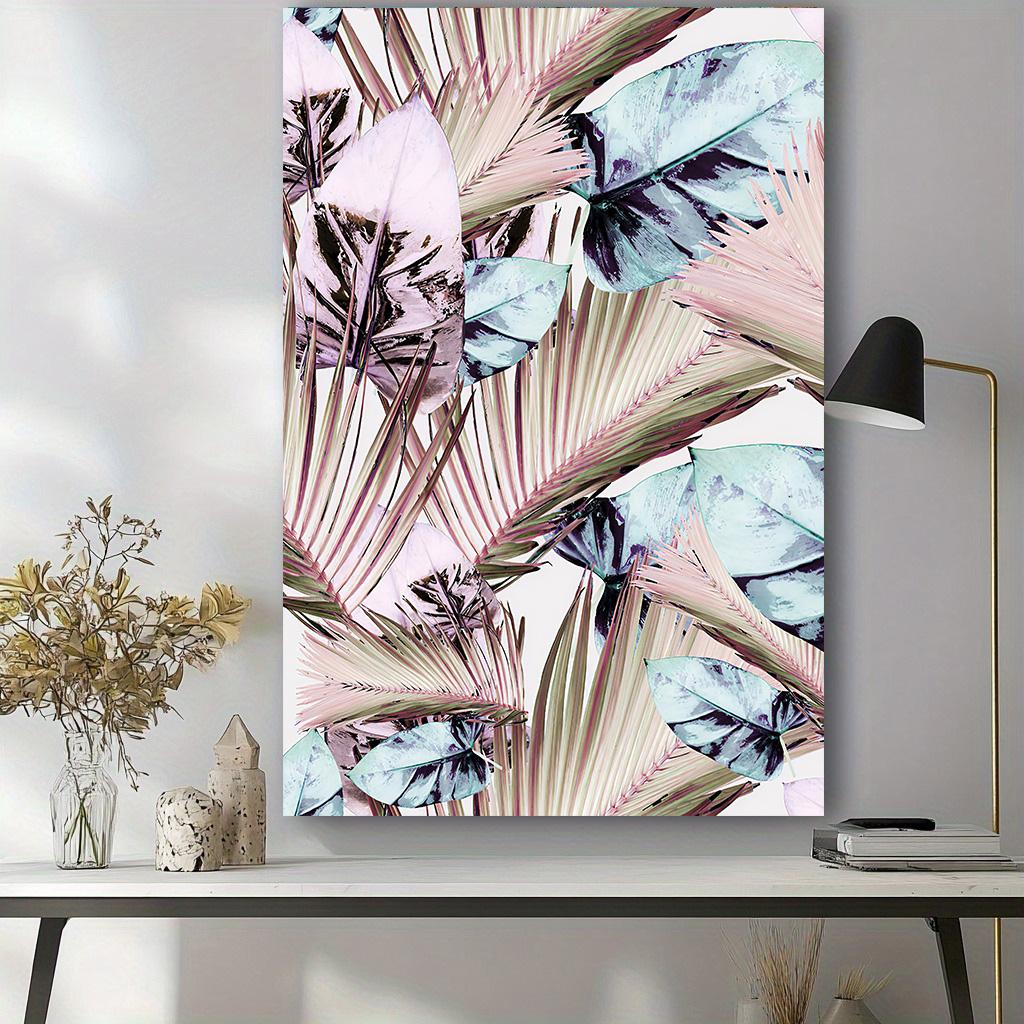 Pink leaf modern living room decorative painting plant hanging painting bedroom sofa background wall canvas painting