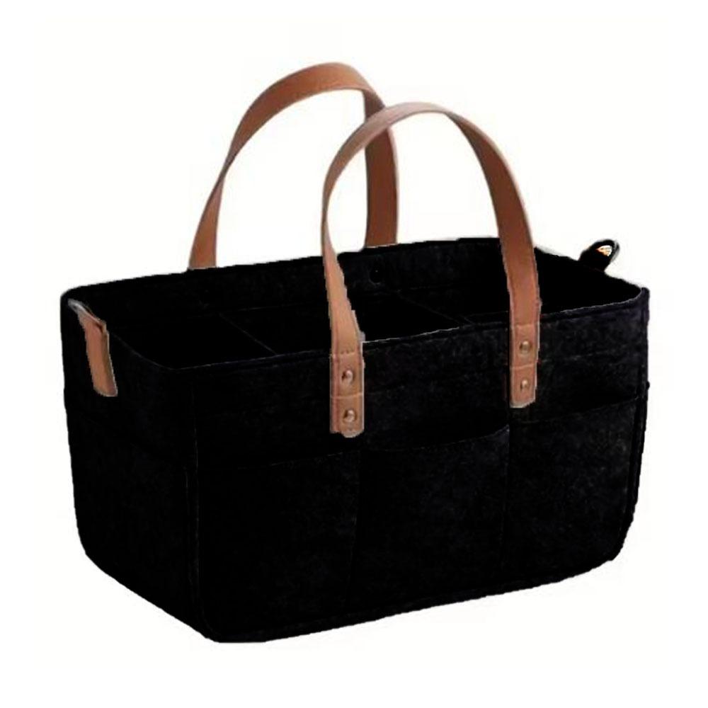 

Portable Baby Felt Storage Basket Foldable Infant Diaper Bag Baby Stroller Hanging Bag Office чёрный