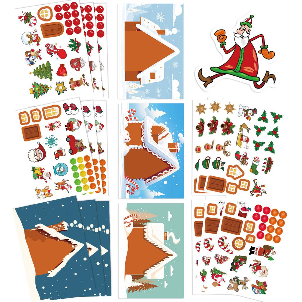 8 Designs Christmas Party Stickers for Wrapping, Scrapbooking and Festive Decorations